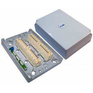 Wall box with pre-installed module, 2 disconnection module, 20 pairs, plastic